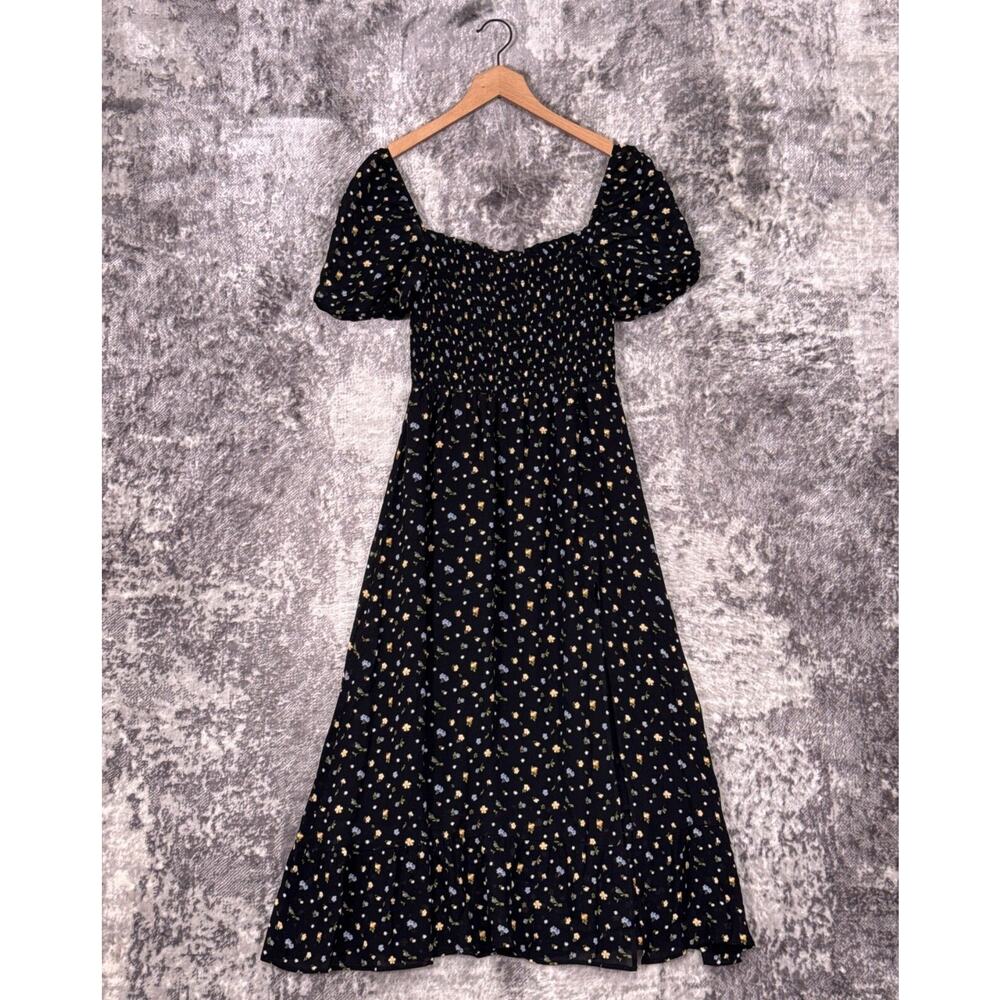 Reformation Black Floral Midi Dress